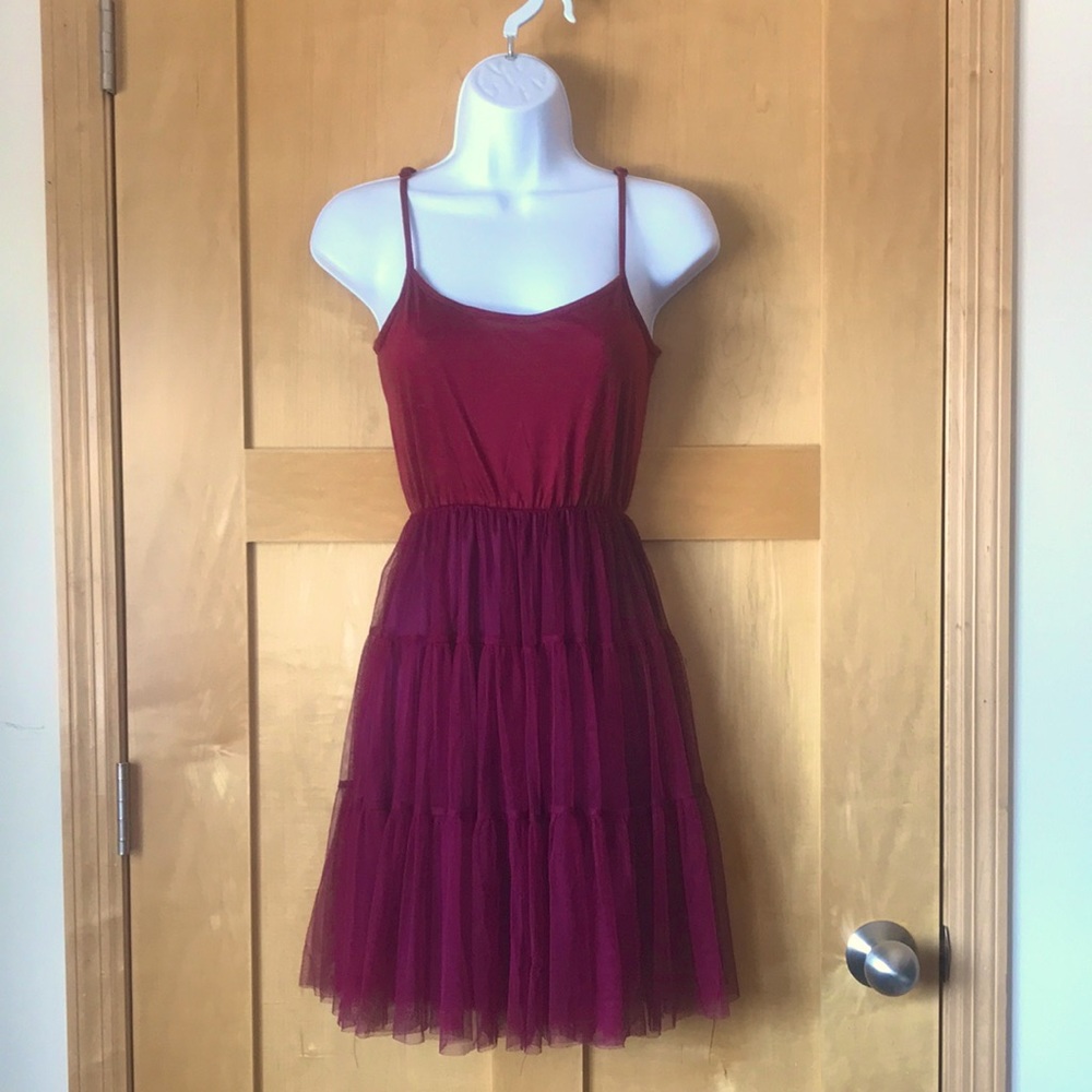 Adorable light weight Tulle maroon dress
